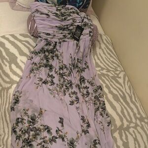 White House Black Market Chiffon Lavender Floral Dress